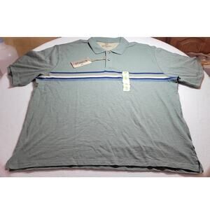 Outdoor Life Men's Polo T Shirt XXL Khaki Green Stripes Casual Short Sleeve NWT